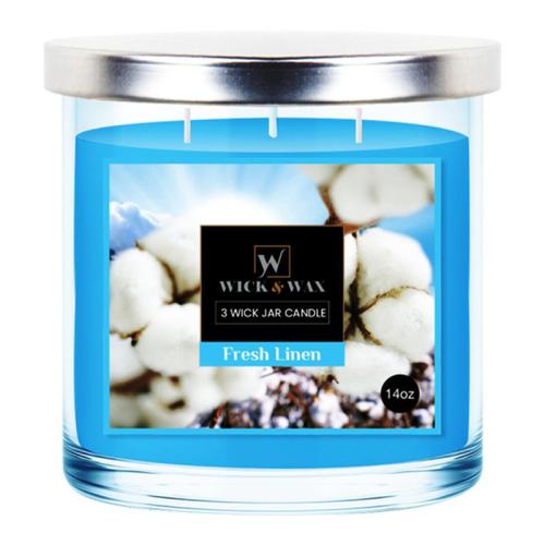 14 oz. 3 Wick Jar Candle, Fresh Linen