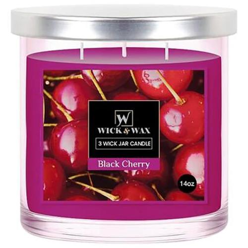 CANDLE BLACK CHERRY 3-WICK JAR 14OZ