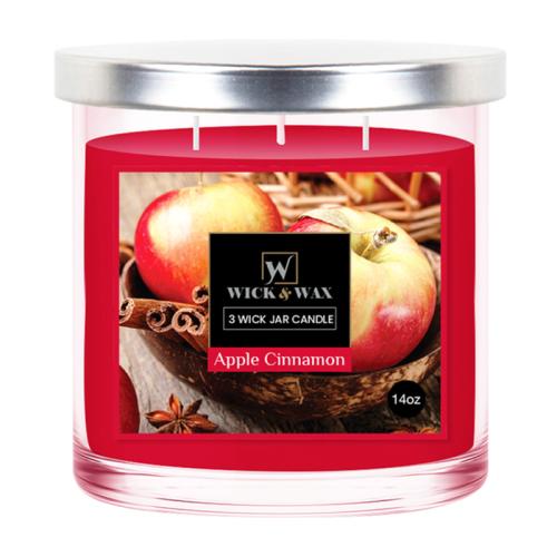 CANDLE APPLE CINNAMON 3-WICK JAR 14OZ