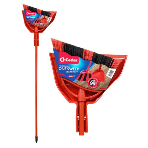 O-Cedar PowerCorner One Sweep Broom with Fast ‘N Easy Dust Pan 