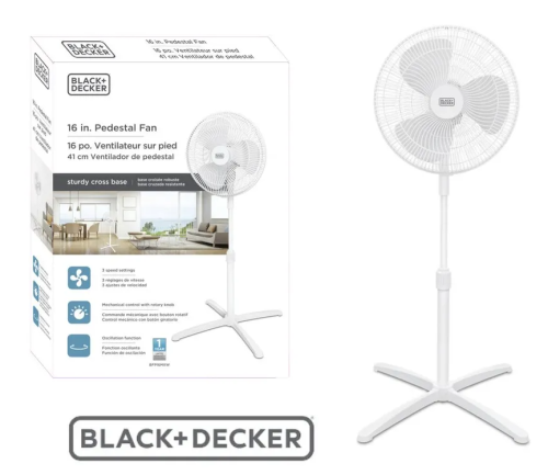 Black + Decker 16 Inch Pedestal Fan