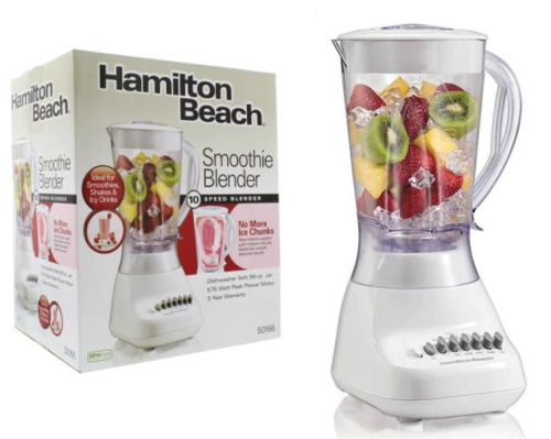 Hamilton Beach White Blender with Plastic Jar – 10-Speed