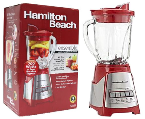Hamilton Beach Red Blender with Glass Jar – 4-Speed