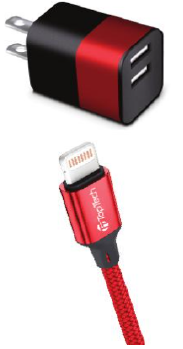 Black & Red 6' Dual USB iPhone Charger