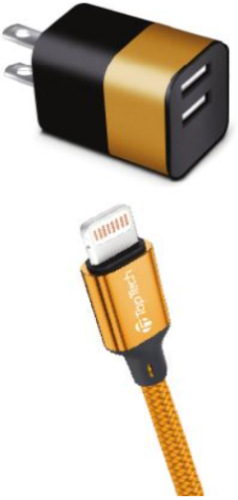 Black & Gold 6' Dual USB iPhone Charger