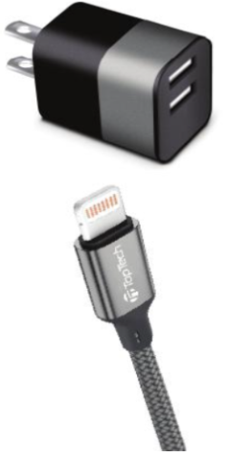 Silver 6' Dual USB iPhone Charger