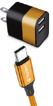 6ft Dual USB Type-C Charger – Gold