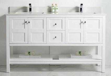 BATHROOM VANITY DOUBLE 60" SINK WHITE AUSTIN COLLECTION