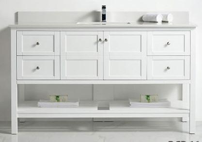 BATHROOM VANITY 60" SINGLE SINK WHITE AUSTIN COLLECTION 2 DOOR 4DR
