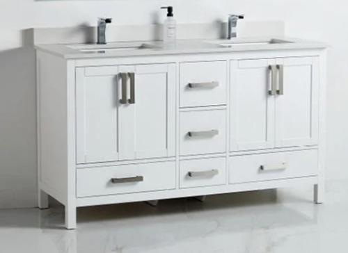BATHROOM VANITY 60" WHITE ROMA COLLECTION 2 DOOR 7DR