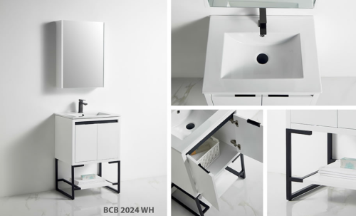 Zurich 24" White Bathroom Vanity – 2 Doors