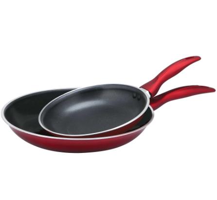 FRYING PAN SET 2-PC RED 9-11IN NON-STICK