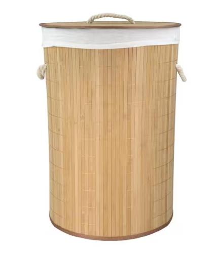 HAMPER BAMBOO NATURAL ROUND FOLDING