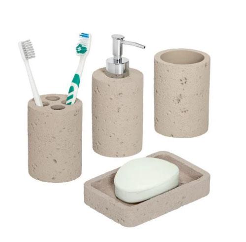 BATHROOM ACCESSORY SET 4PC CEMENT