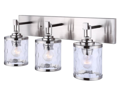 VANITY LTG CALA 3LTG BN W/CLEAR GLASS SHADE