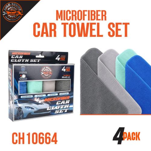 4 Pack Microfiber Car Drying Towel Set, 12" x 16"