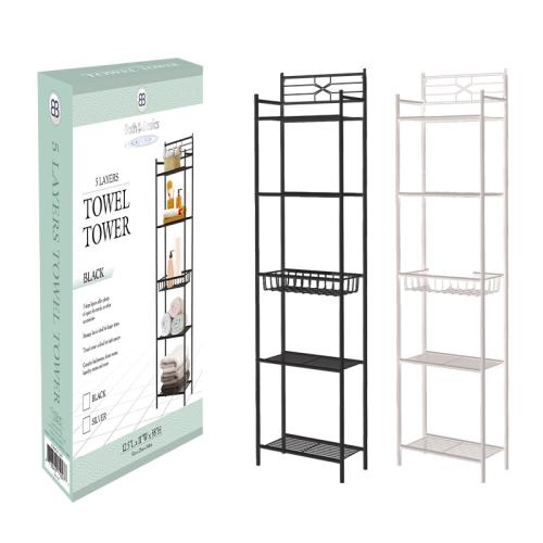 TOWEL TOWER W/BASKET 5 TIER
