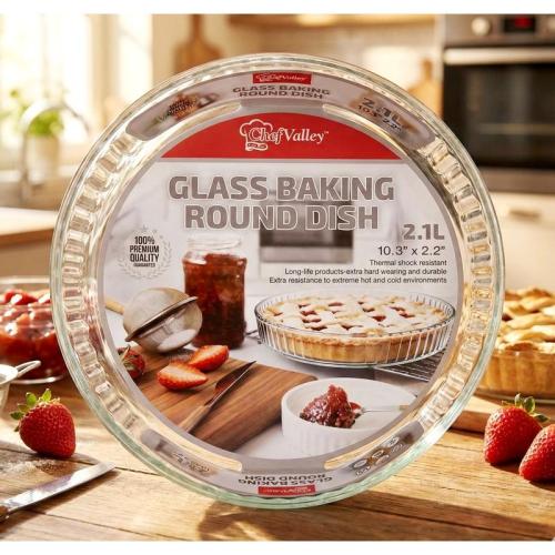 9 Inch Flutted Round Glass Baking Dish
