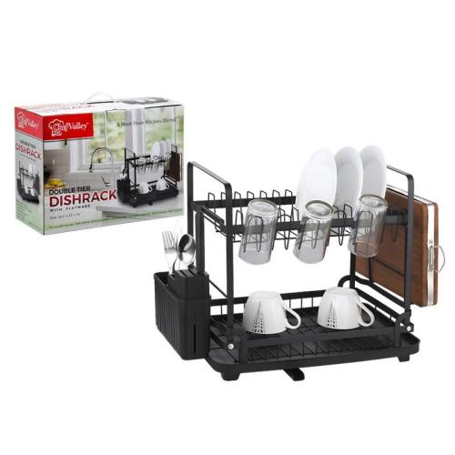 Double Tier Dish Rack, Black Matt