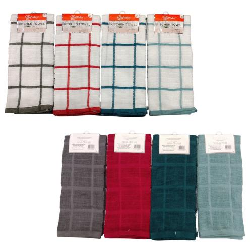 2 Pack 16'' x 27'' Big Grid Kitchen Towels (Assorted)