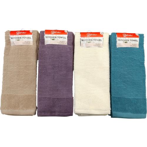 2 Pack 16'' x 27'' Solid Ribbed Kitchen Towels (Assorted)