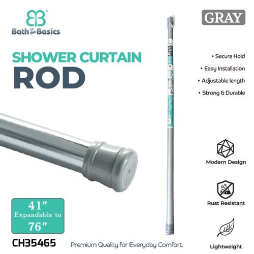 Shower Curtain Rod, 41"-76" Grey