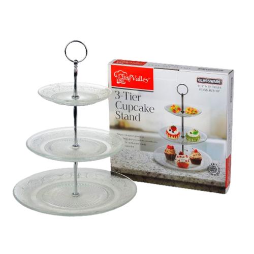 CAKE PLATE GLASS 3 LAYERS 6" 8"&10"