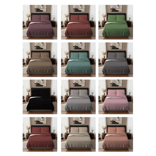 6 Pcs King Dyed Bed Sheet Sets (Assorted)