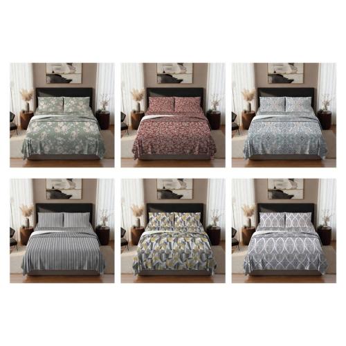 4 Pcs King Printed Bed Sheet Sets (Assorted)