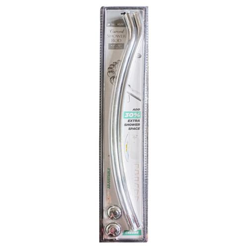 CURTAIN ROD 42"-72"CURVED CHR