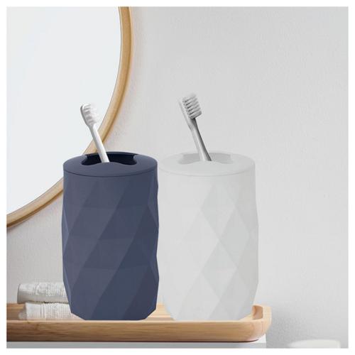 TOOTHBRUSH HOLDER DIAMOND CUT PLASTIC WHITE/GRAY