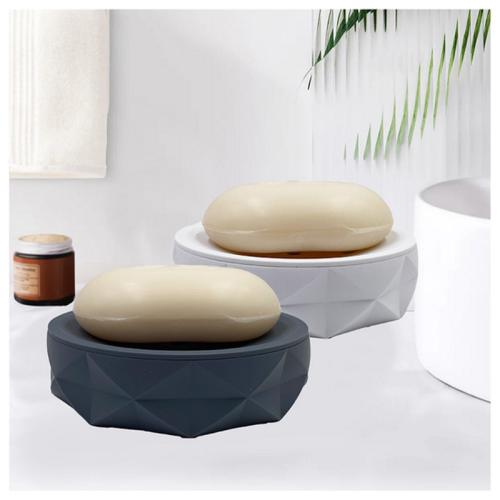 SOAP DISH DIAMOND CUT PLASTIC WHITE/GRAY