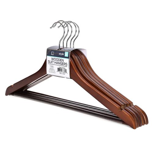 HANGER WOODEN BROWN 5PK A GRADE