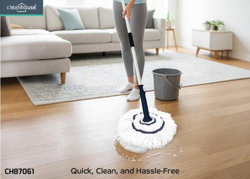 Quick Drying Wringing Cotton Twist Mop With Soft Grip