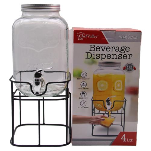 GLASS DISPENSER 4L W/METAL LID