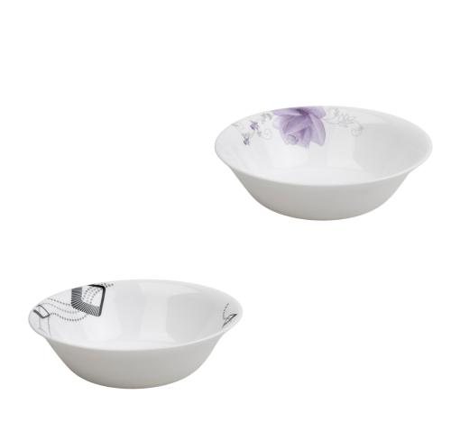 6.5" Opal Glass Round Bowl, Printed Design 