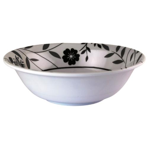 BOWL SOUP 8" GREY FLORAL MELAMINE