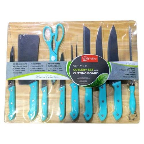 11 Piece Aqua Knife Board Set