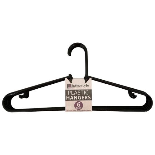 PLASTIC HANGERS BLACK 6PK