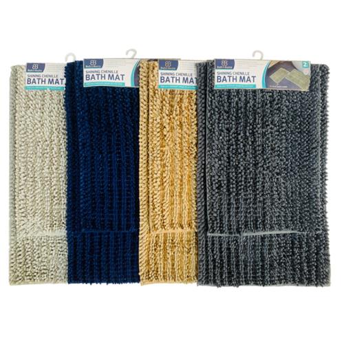 BATH MAT 2PK MICROFIBER CHENILLE SHINING