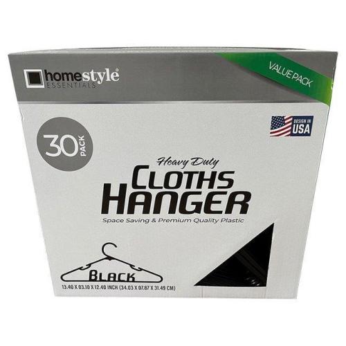 Heavy Duty Black Cloths Hangers, 30 Pack