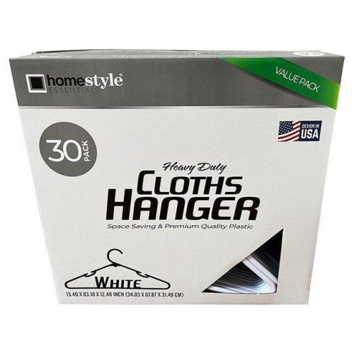30-Pack White Plastic Hangers