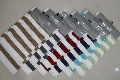BATH RUG SET CHENILLE STRIPE 2PC AQUA