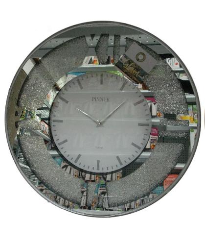CLOCK 20" GLITTERED MIRROR GOLD & SILVER