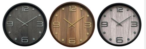 12'' Wood Tone Wall Clock (Assorted)