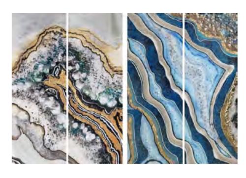 CANVAS JEWELED AGATE LACQUERED W/ROCKS 12"x36"