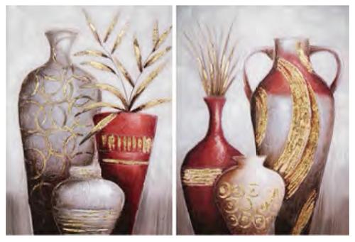 CANVAS EARTHEN POTS W. FOIL 24"X36"