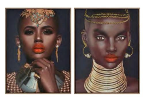 CANVAS LACQUER TRIBAL QUEENS FRAMED