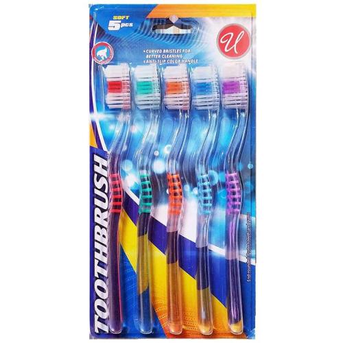 TOOTHBRUSH CLEAR HANDLE SOFT 5PK
