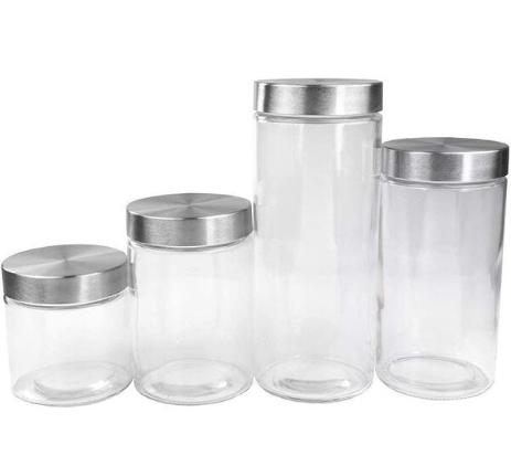 CANISTER SET GLASS 4PC
